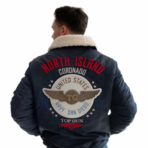 Fabrication sur mesure OEM Veste bomber aviateur classique pour homme avec col montant et broderie Imperméable et coupe-vent - Product Image 6