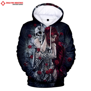 Hombres de moda personalizado cráneo sublimación 3D impreso pulóver sudaderas invierno algodón poliéster OEM invierno pulóver Sudadera con capucha - Product Image 6
