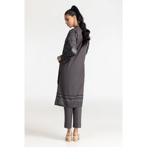 Conjunto de Camisa y Pantalón de Lana Gris Casual para Mujer, con Estampado de Bloques, Top con Capucha Bordado, Largo por Encima de la Rodilla, Ropa Deportiva y de Oficina - Product Image 3