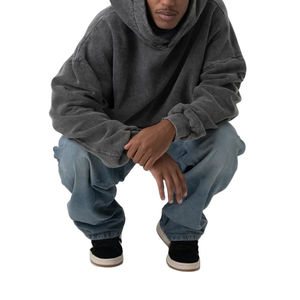 Sudadera con Capucha de Alta Calidad Personalizada, Estilo Vintage Lavado, Holgada, Cuadrada, con Bolsillo Tipo Canguro, Gruesa, para Hombre - Product Image 2