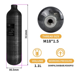 Tanque de Aire para Paintball de Fibra de Carbono de 1.1L, Cilindro Ligero de Alta Presión OEM - Product Image 4