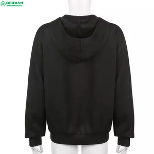 Sweat à capuche court zippé en molleton 100 % coton de haute qualité, avec strass, broderie vintage et finition délavée à l'acide - Séchage rapide - Product Image 1