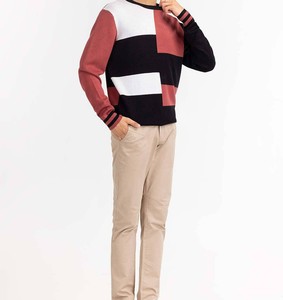 Pull pour hommes col rond 100% coton couleur unie pull automne et hiver pull décontracté à manches longues - Product Image 2