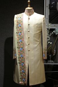 BEAUTIFUL COLORFUL RESHAM EMBROIDERY on SHERWANI,<b>PANT</b>,STOLE & MATCHING SHOE WITH EMBELLISHED CRYSTAL GLASS BEADS,STONE WORK@2024 - Product Image 2