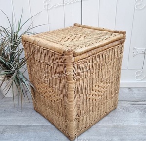 Hot Trending Rustic Bamboo Wicker Ottoman <b>Stools</b> with Storage <b>for</b> Bedroom Lobby Hotel Furniture Bone Inlay - Product Image 3