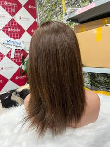 Venta al por mayor 100% Pelucas de cabello humano brasileño Encaje frontal 13x4 180-250% Densidad Natural Recto Onda profunda 100% Cabello humano Color marrón - Product Image 6