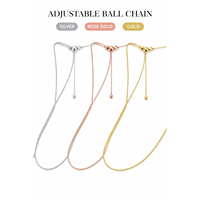 Collar de Cadena de Bolas Ajustable de Plata de Ley 925 de 16-22 Pulgadas con Cierre de Langosta de Bola Deslizante de 4-5mm, Estilo Bohemio Cristiano para Mujer