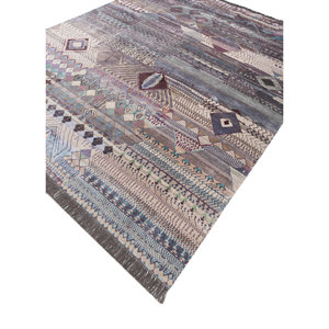 Alfombras Anudadas a Mano de Lana y Seda de Bambú con Patrón Geométrico Manchaha, Rosa y Morado para Uso Doméstico-Les-1885 - Product Image 2