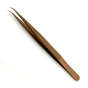 Professional Quality Steel Rose Gold Anti-Static Durable Eyelash Extension Tweezers 10mm 90-Degree <b>Isolation</b> - Product Image 1