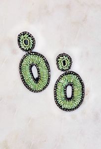 Boucles d'oreilles de mariée brodées à la main Style bohème perle bague mariée lettre pendentif boucles d'oreilles - Product Image 5