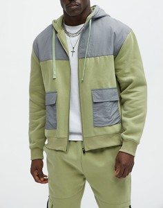 Ensemble de survêtement sportif respirant imprimé à blocs de couleur 2 pièces, ensemble de survêtement décontracté uni, couleur unie, pour adultes, écologique, printemps 100% - Product Image 4