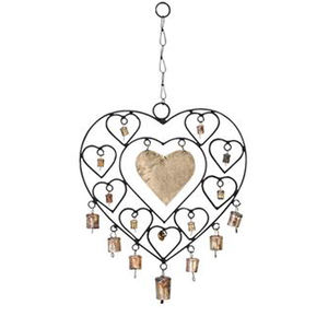 กระดิ่งลมเหล็กพร้อมกระดิ่งลมและลูกปัดแก้วกระดิ่งลมรูปหัวใจ - Product Image 3