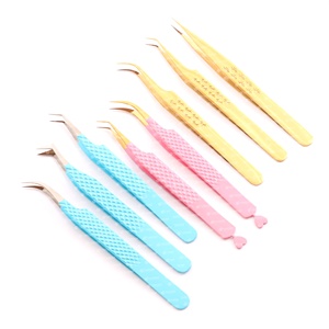 Pince à épiler d'extension de cils d'isolation de logo personnalisé de marque privée pince à cils colorée en acier inoxydable - Product Image 4