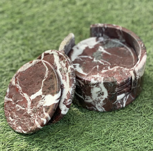 Luxury Handmade Round Natural <b>Marble</b> Black <b>Coaster</b> with Brass Trim Classic Style Eco-Friendly From India by Tayyab Handicraft - Product Image 1