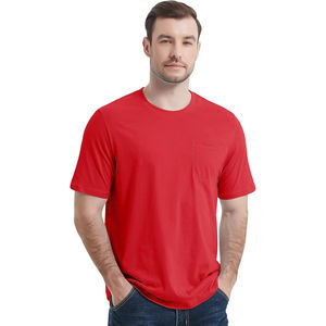 เสื้อยืดมีกระเป๋าแบบมีกระเป๋าเดียวระบายอากาศได้ดีและยั่งยืนเสื้อยืดผ้าฝ้ายมาใหม่พอดีตัวกันรอยยับ100% - Product Image 3