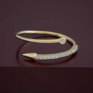 Bague en argent 92,5 à motif géométrique avec placage rhodium et or, ornée de zircon et sertie clos – Bijoux-176657 - Product Image 5