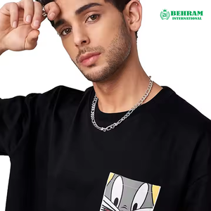 เสื้อยืดโอเวอร์ไซส์ผู้ชาย ผ้าหนา 100% โพลีเอสเตอร์ แบบเรียบ ซักแล้ว ใส่ได้เลย สกรีนลายได้ตามต้องการ สไตล์วินเทจ ทรงปกติ แห้งเร็ว ไม่เป็นขุย - Product Image 3