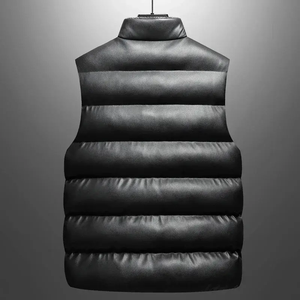 High Quality Lightweight Genuine Real <b>Leather</b> <b>Men's</b> Motorbike <b>Vest</b> with Customized Logo for Winter Low Price - Product Image 2