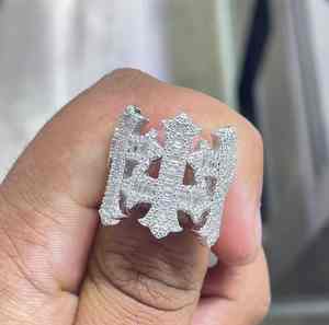 5,00 quilates Baguette corte Moissanite diamante hombres Cruz anillo rodio plateado estilo Hip Hop regalo para él 925 plata esterlina - Product Image 3