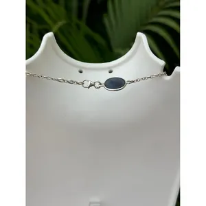 925 Silver <b>Necklace</b> Blue Sapphire Rhodium Gold Plating Vintage Religious Heart-shaped Chain Inlaid Bezel Set <b>Ruby</b> Pearl Trendy - Product Image 4