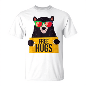 Camiseta Free Hugs Bear de manga corta, unisex, con cuello redondo, impresión digital, camiseta promocional - Product Image 2