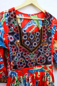 Robe tunique vintage en coton indien imprimé à la main pour femmes - Product Image 3