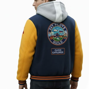 Veste universitaire en molleton à capuche sur mesure pour hommes Fournisseur direct d'usine Tissu en molleton Veste universitaire de baseball - Product Image 2