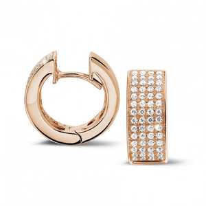 Boucles d'oreilles créoles articulées en or massif 14 carats avec diamants de laboratoire taille brillant rond, bijoux de mariée imposants pour occasions de mariage - Product Image 1