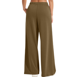 Pantalones de chándal acampanados transpirables informales a la moda al por mayor pantalones de chándal acampanados de color sólido con cintura ajustable de alta calidad para mujer - Product Image 2