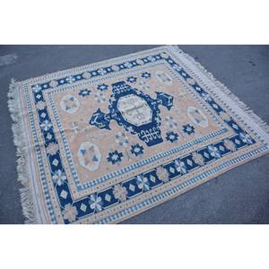 พรมตุรกีวินเทจคลาสสิกสีเบจ5.3 x 5.5ft แฮนด์เมดผ้าขนสัตว์ยางหนุนหลังเย็บปะติดปะต่อออกแบบสำหรับวัยรุ่นห้องนั่งเล่น Tabriz - Product Image 2