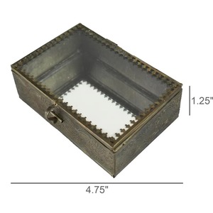 Boîte à bijoux vintage contemporaine en métal porte-souvenir élégant idéal pour la décoration de la maison et le stockage de bijoux d'Inde - Product Image 4