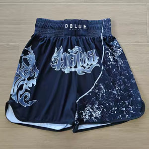 2025 Logo personnalisé en gros Buddha Mma Shorts Satin Arts martiaux Shorts noir et or hommes Shorts de boxe - Product Image 1