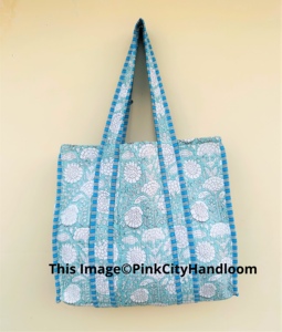 Fashionable Eco-friendly Custom Tote <b>Bags</b> for Women Shoulder Hand Block Printed <b>Shopping</b> Purse Quilted Designer Case - Product Image 1