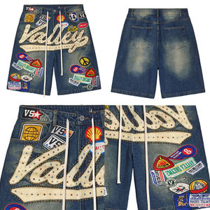 Pantalones Cortos Vaqueros Casuales de Verano para Hombre, Estilo Hip Hop, Corte Recto, Cintura Media, Parches Bordados, ODM - Product Image 4