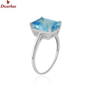 แหวนพลอยบุษราคัมสีฟ้าแบบคลาสสิกสีเงินสเตอริง925แฮนด์เมดสำหรับงานแต่งงานงานเลี้ยงรูปแปดเหลี่ยมพร้อมส่ง - Product Image 2