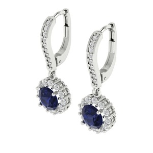 925 Sterling <b>Silver</b> <b>Blue</b> Sapphire & White Moissanite| Study <b>Earrings</b> | Making for Diamond Jewelry Other Diamond Necklace - Product Image 1