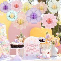 Pastel nid d'abeille jardin thème fête décoration papier tournesol guirlande suspendus plafond fête fournitures pour anniversaire bébé douche