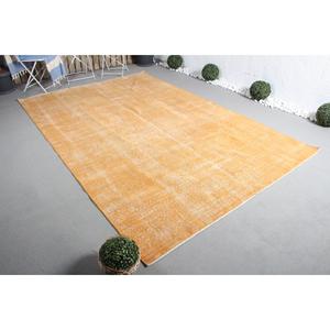 6.7x10.3 ft Turkish Rug, Large Vintage Rug, <b>Yellow</b> Floral Rug - Product Image 2