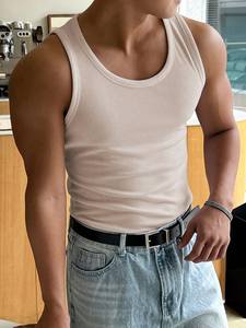 Men's Comfortable Breathable Quick Dry Eco-Friendly Cotton Tank Top Smart Casual Style for Laid-<b>Back</b> Looks Warm Weather Knitted - Product Image 2