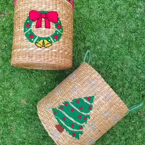 ตะกร้าใส่ของตกแต่งคริสต์มาสทำมือในเวียดนามตะกร้าใส่ของจากหญ้าทะเล - Product Image 4