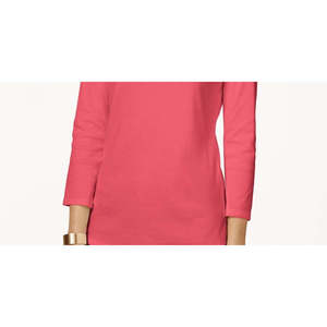 Top da Donna Charter Club in Cotone Pima con Scollo a Barca, Traspirante, con Bottoni sulla Spalla, Taglia X-Large, Rosso - Product Image 3