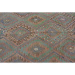 พรมถักสไตล์ตุรกีโบราณขนสัตว์สีเขียวน้ำตาล10.9ft 5.8ชิ้นทำด้วยมือมีลวดลายเย็บปะติดด้านหลังทำจากยาง - Product Image 5