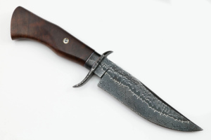 Cuchillo de caza de hoja de Damasco San Mai hecho a mano con mango de madera y Funda de cuero fino cuchillos de supervivencia regalo para él regalo de Navidad - Product Image 2