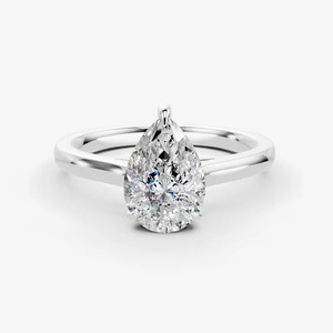 Bague solitaire classique en or massif 14 carats avec diamant de laboratoire taille poire de 0,74 carat, pureté EF-VVS2 – Produit le plus vendu - Product Image 2