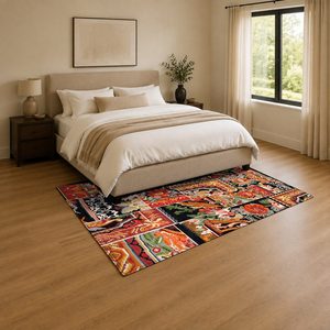 RUGS DEPOT LXDP-0901 Wholesale Red Burgundy Contemporary Abstract Digital Printed Machine Washable Chenille Area Rug Non <b>Slip</b> - Product Image 3