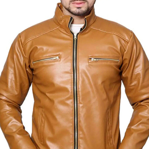 Meilleure vente veste en cuir pour hommes toile hiver avant Logo haute qualité coupe-vent respirant - Product Image 2