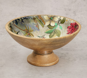 Cuenco para servir de esmalte de madera más vendido, bocadillos con patrón de hojas coloridas y servidor de frutas con base de madera para fiestas - Product Image 4