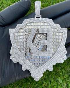 Pendentif personnalisé en or plaqué or avec moissanite VVS pour homme, style hip-hop 3D, toutes lettres, passe le testeur de diamant, cadeau pour enfant, hindouisme - Product Image 4