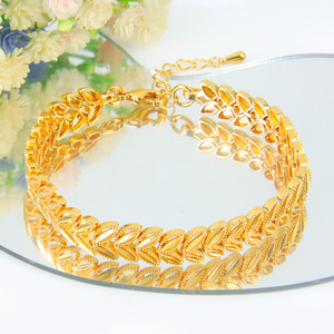 Luxury Dubai Wedding Jewelry <b>Set</b> Gold Plated Bridal Leaf Design Necklaces <b>Bracelet</b> <b>Earring</b> Ring for Women Vintage Jewelry - Product Image 3