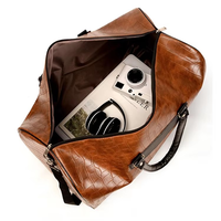 Meilleur sac polochon en cuir PU pour hommes Vintage Travel Weekender Fermeture à glissière Style en détresse Lettre pour le sport pendant la nuit